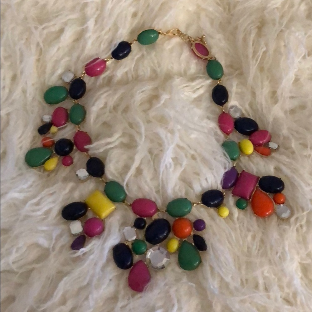 Multi Color Bead and Rhinestone Statement Necklace